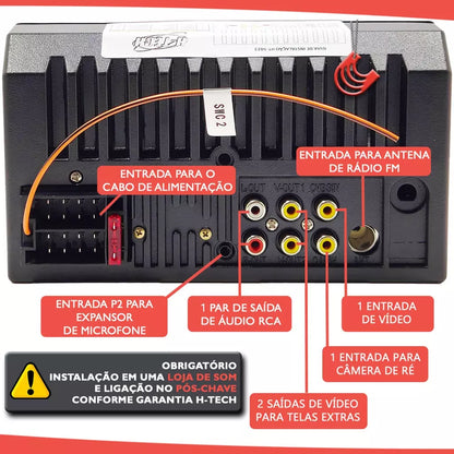 Multimidia Mp5 7 polegadas 2din Usb Bluetooth Controle H-tech HT-5023