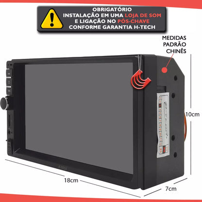 Multimidia Mp5 7 polegadas 2din Usb Bluetooth Controle H-tech HT-5023