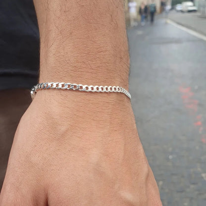 Pulseira Masculina 3mm Prata Pura 925 Grumet